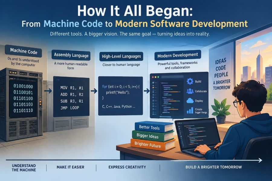 💾 How It All Began: From Machine Code to Modern Software Development