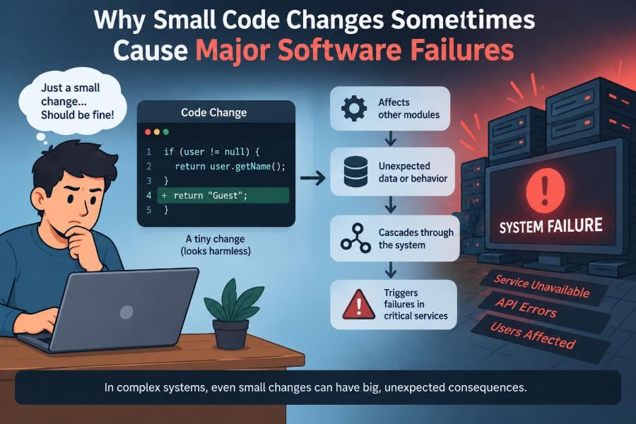 π Why Small Code Changes Sometimes Cause Major Software Failures