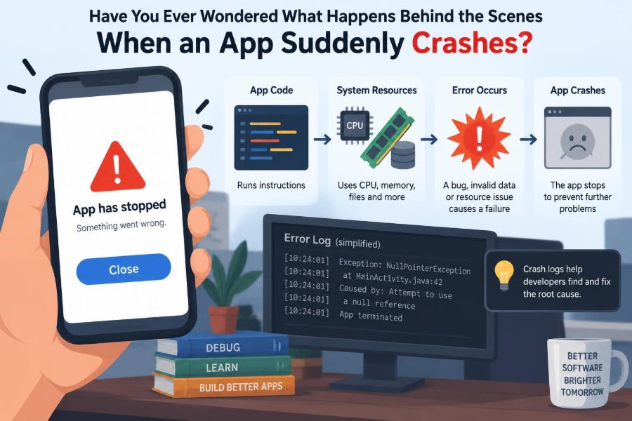⚙️ Have You Ever Wondered What Happens Behind the Scenes When an App Suddenly Crashes?