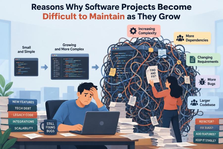 ⚙️ Reasons Why Software Projects Become Difficult to Maintain as They Grow