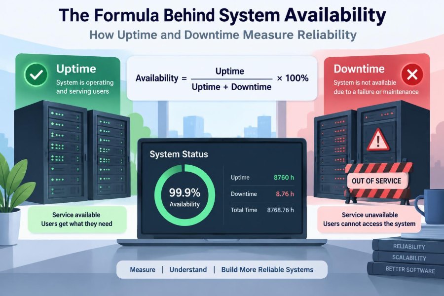 ⚙️ The Formula Behind System Availability: How Uptime and Downtime Measure Reliability