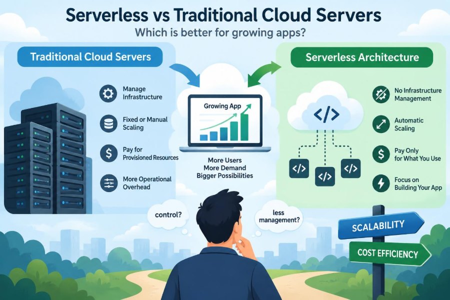 ⚙️ Whether Serverless Architecture Is Better Than Traditional Cloud Servers for Growing Apps